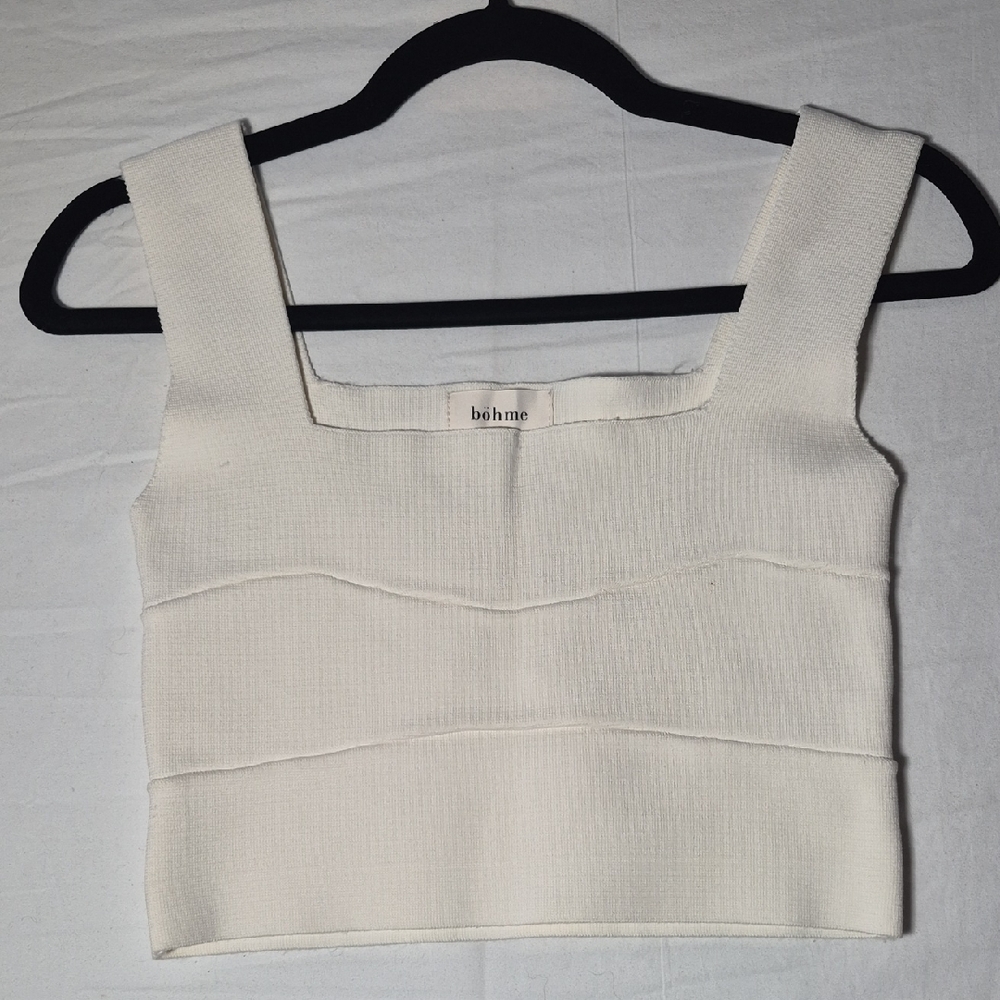 bohme Ivory Square Neck Cropped Tank Womens Small